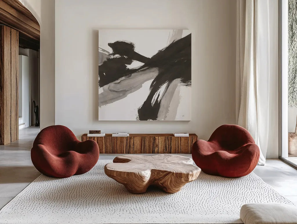 Chaos III by Chris Paschke. Shown as extra-large giant wall art in a modern living room. Available as an archival giclee rolled canvas, fine art paper, or poster print. SKU 71867a.