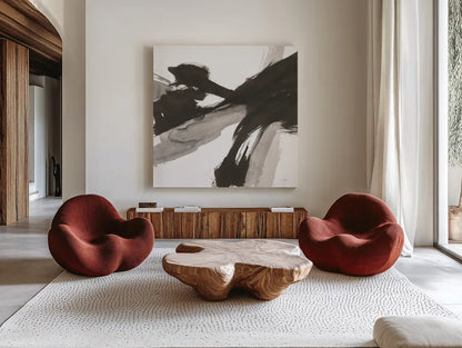 Chaos III by Chris Paschke. Shown as extra-large giant wall art in a modern living room. Available as an archival giclee rolled canvas, fine art paper, or poster print. SKU 71867a.