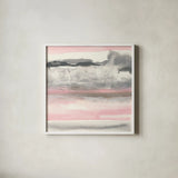 Charcoal and Blush I by Chris Paschke. Shown in a crisp white glass frame for a clean and minimalist style. Available as an archival giclee rolled canvas, fine art paper, or poster print. SKU 49057a.