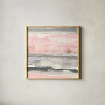 Charcoal and Blush II by Chris Paschke. Shown in a natural wood glass frame for a timeless modern aesthetic. Available as an archival giclee rolled canvas, fine art paper, or poster print. SKU 49058a.
