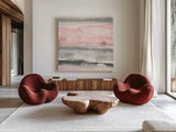 Charcoal and Blush II by Chris Paschke. Shown as extra-large giant wall art in a modern living room. Available as an archival giclee rolled canvas, fine art paper, or poster print. SKU 49058a.
