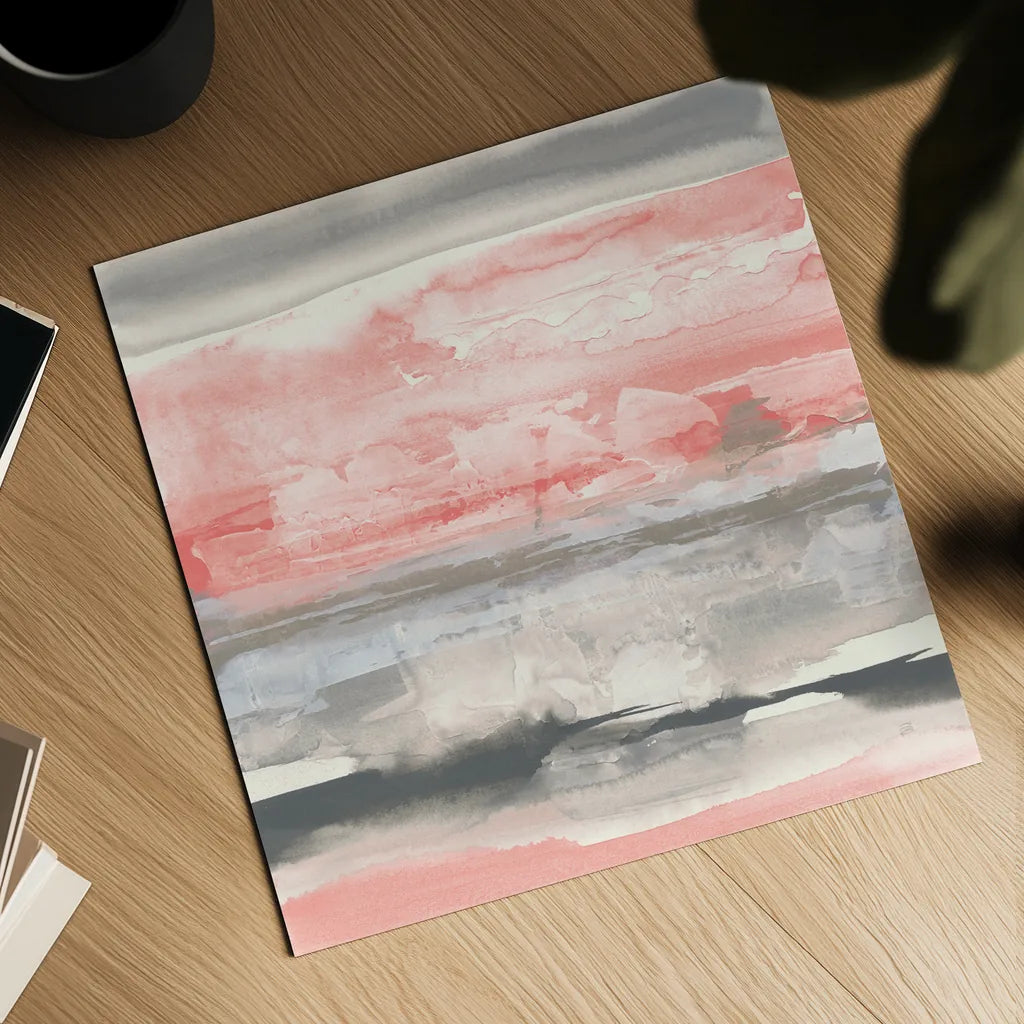 Charcoal and Coral II by Chris Paschke. Shown as a detailed flat fine art print, highlighting archival giclee quality. Available as an archival giclee rolled canvas, fine art paper, or poster print. SKU 51486a.