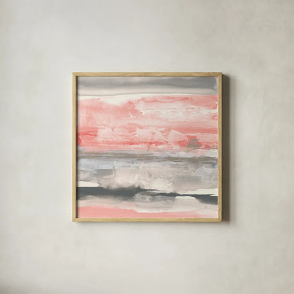 Charcoal and Coral II by Chris Paschke. Shown in a natural wood glass frame for a timeless modern aesthetic. Available as an archival giclee rolled canvas, fine art paper, or poster print. SKU 51486a.