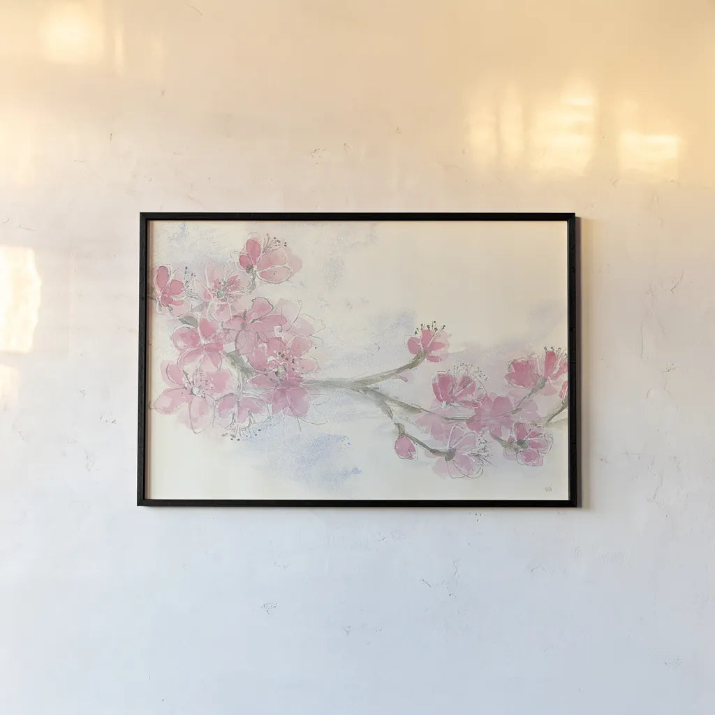 Cherry Blossoms II Crop by Chris Paschke. shown as a paper print in a black flame. Available as a archival giclee rolled canvas, fine art paper, or poster print. SKU 21886i.