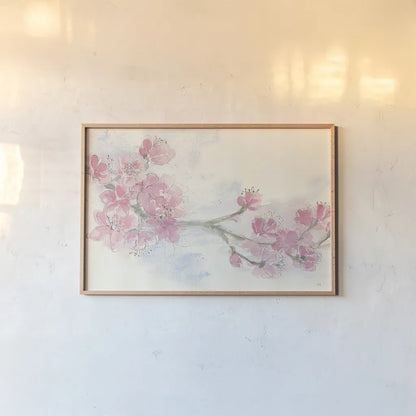 Cherry Blossoms II Crop by Chris Paschke. shown as a paper print in a natural frame. Available as a archival giclee rolled canvas, fine art paper, or poster print. SKU 21886i.