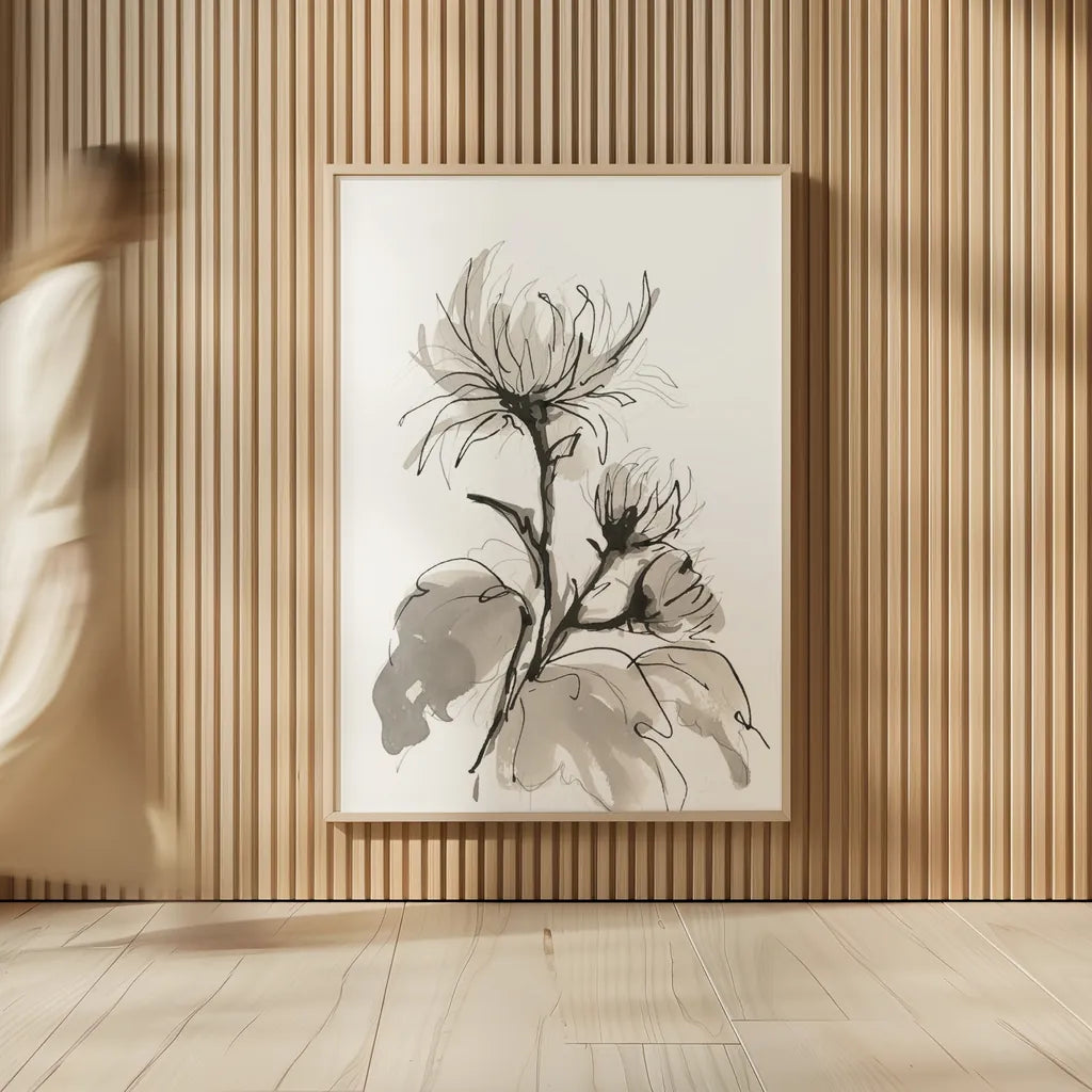 Chrysanthemum I by Chris Paschke. shown as over sized large wall art. Available as an archival giclee rolled canvas, fine art paper, or poster print. SKU 74364h.