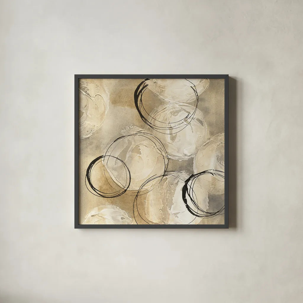 Circle in a Square I by Chris Paschke. Shown in a sleek black glass frame for a contemporary gallery look. Available as an archival giclee rolled canvas, fine art paper, or poster print. SKU 16875a.
