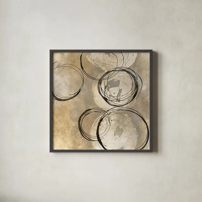 Circle in a Square II by Chris Paschke. Shown in a sleek black glass frame for a contemporary gallery look. Available as an archival giclee rolled canvas, fine art paper, or poster print. SKU 16876a.