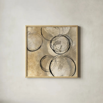 Circle in a Square II by Chris Paschke. Shown in a natural wood glass frame for a timeless modern aesthetic. Available as an archival giclee rolled canvas, fine art paper, or poster print. SKU 16876a.