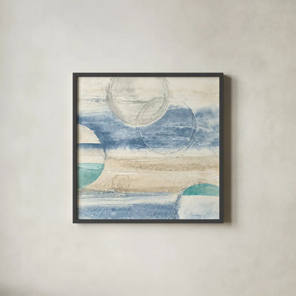 Circles in Time III by Chris Paschke. Shown in a sleek black glass frame for a contemporary gallery look. Available as an archival giclee rolled canvas, fine art paper, or poster print. SKU 12396a.