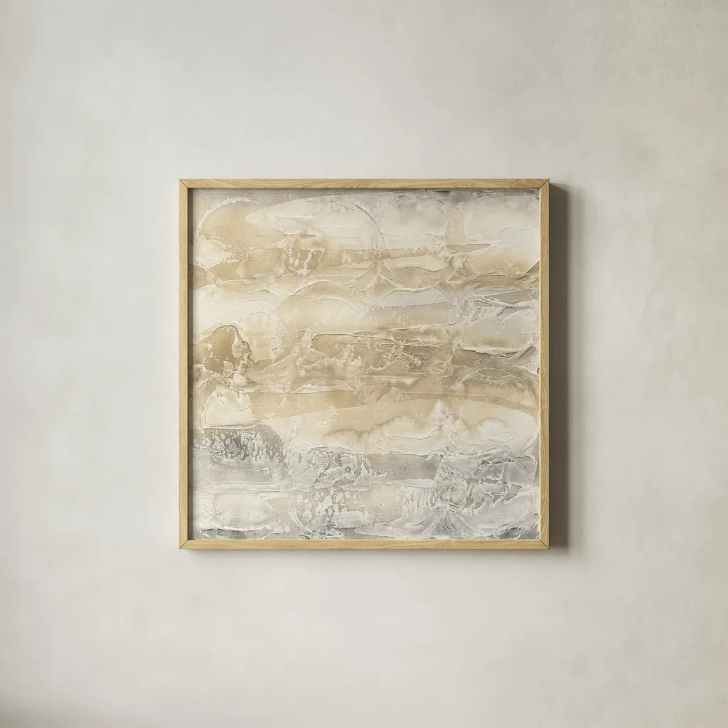 Circular Horizon I by Chris Paschke. Shown in a natural wood glass frame for a timeless modern aesthetic. Available as an archival giclee rolled canvas, fine art paper, or poster print. SKU 16873a.