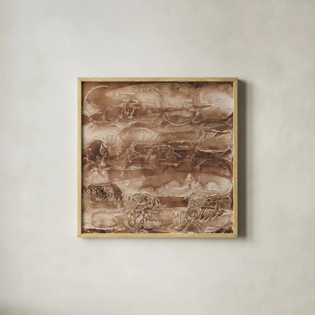 Circular Horizon I Dark by Chris Paschke. Shown in a natural wood glass frame for a timeless modern aesthetic. Available as an archival giclee rolled canvas, fine art paper, or poster print. SKU 93985a.