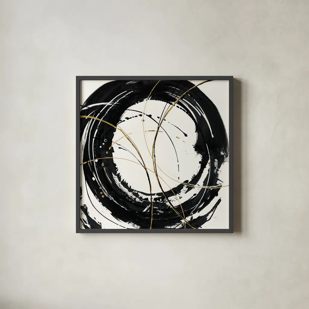 Circular Web by Chris Paschke. Shown in a sleek black glass frame for a contemporary gallery look. Available as an archival giclee rolled canvas, fine art paper, or poster print. SKU 31727a.