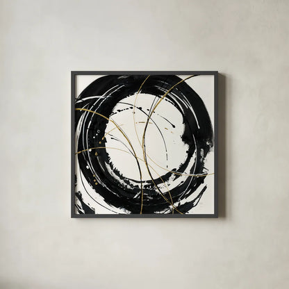 Circular Web by Chris Paschke. Shown in a sleek black glass frame for a contemporary gallery look. Available as an archival giclee rolled canvas, fine art paper, or poster print. SKU 31727a.