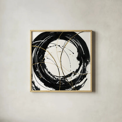 Circular Web by Chris Paschke. Shown in a natural wood glass frame for a timeless modern aesthetic. Available as an archival giclee rolled canvas, fine art paper, or poster print. SKU 31727a.