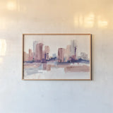 City at Work II by Chris Paschke. shown as a paper print in a natural frame. Available as a archival giclee rolled canvas, fine art paper, or poster print. SKU 98210i.