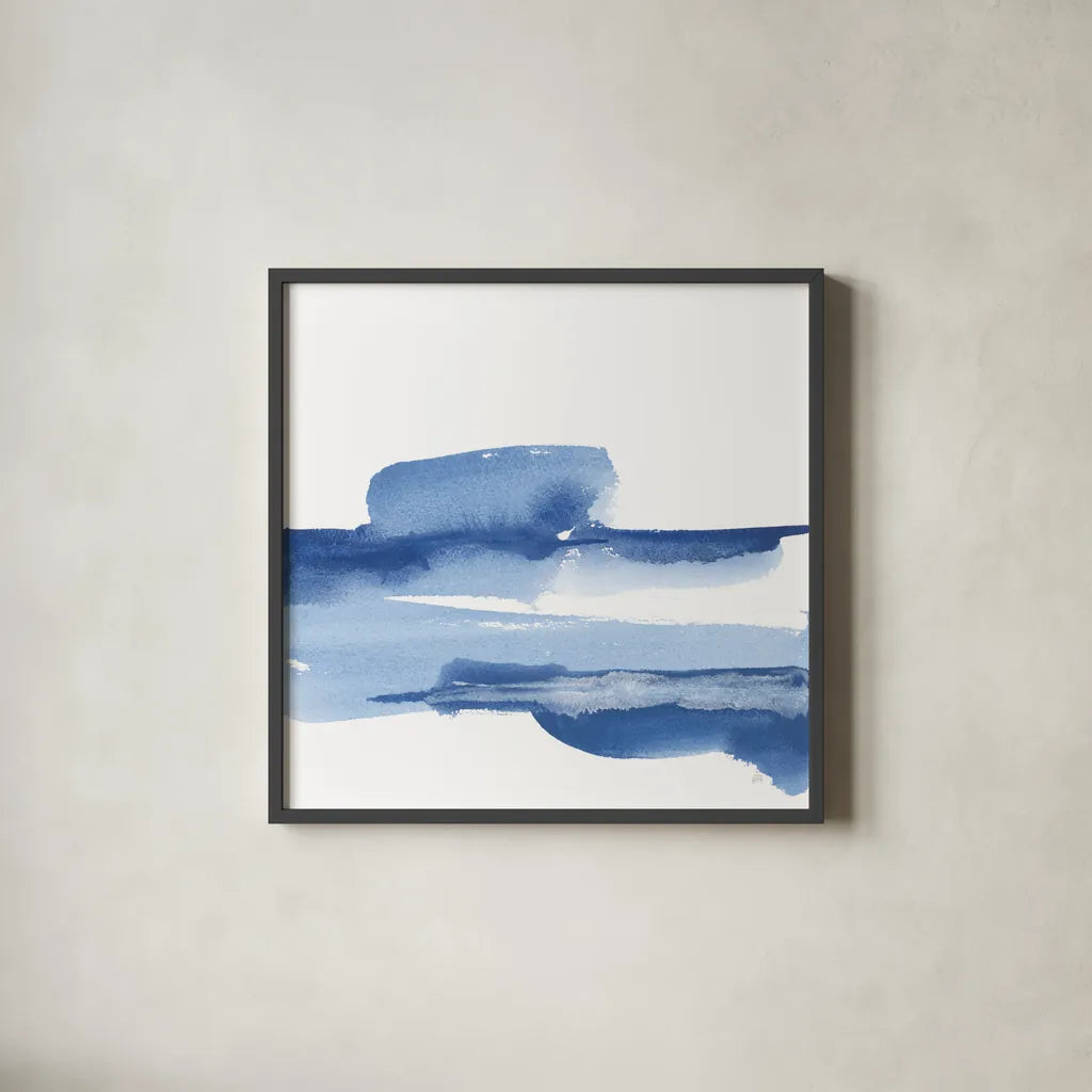 Classic Blue I by Chris Paschke. Shown in a sleek black glass frame for a contemporary gallery look. Available as an archival giclee rolled canvas, fine art paper, or poster print. SKU 67649a.