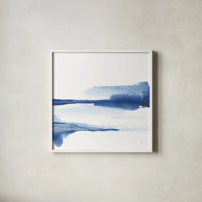 Classic Blue II by Chris Paschke. Shown in a crisp white glass frame for a clean and minimalist style. Available as an archival giclee rolled canvas, fine art paper, or poster print. SKU 67655a.