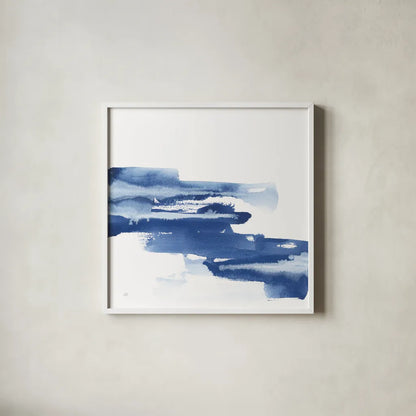 Classic Blue V by Chris Paschke. Shown in a crisp white glass frame for a clean and minimalist style. Available as an archival giclee rolled canvas, fine art paper, or poster print. SKU 67658a.