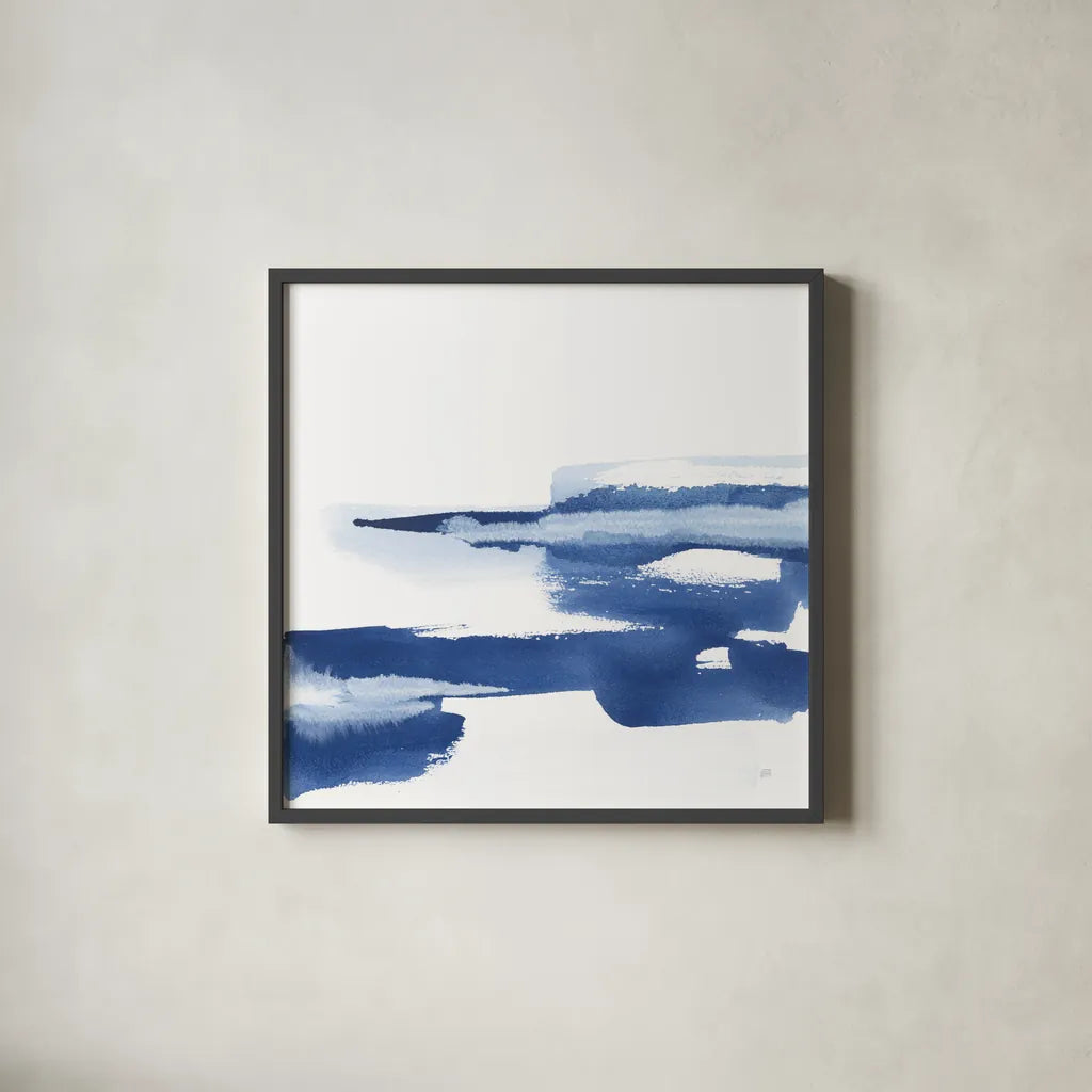 Classic Blue VI by Chris Paschke. Shown in a sleek black glass frame for a contemporary gallery look. Available as an archival giclee rolled canvas, fine art paper, or poster print. SKU 67659a.