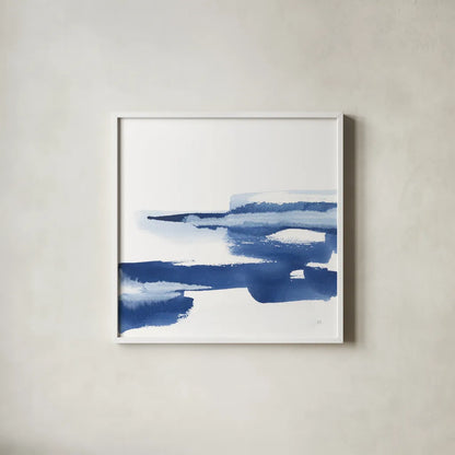 Classic Blue VI by Chris Paschke. Shown in a crisp white glass frame for a clean and minimalist style. Available as an archival giclee rolled canvas, fine art paper, or poster print. SKU 67659a.