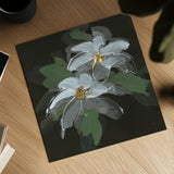 Clematis I Green by Chris Paschke. Shown as a detailed flat fine art print, highlighting archival giclee quality. Available as an archival giclee rolled canvas, fine art paper, or poster print. SKU 81074a.