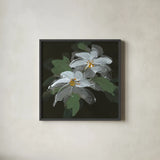 Clematis I Green by Chris Paschke. Shown in a sleek black glass frame for a contemporary gallery look. Available as an archival giclee rolled canvas, fine art paper, or poster print. SKU 81074a.
