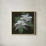 Clematis I Green by Chris Paschke. Shown in a natural wood glass frame for a timeless modern aesthetic. Available as an archival giclee rolled canvas, fine art paper, or poster print. SKU 81074a.