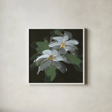 Clematis I Green by Chris Paschke. Shown in a crisp white glass frame for a clean and minimalist style. Available as an archival giclee rolled canvas, fine art paper, or poster print. SKU 81074a.