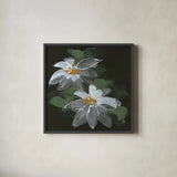 Clematis II Green by Chris Paschke. Shown in a sleek black glass frame for a contemporary gallery look. Available as an archival giclee rolled canvas, fine art paper, or poster print. SKU 81075a.