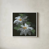 Clematis II Green by Chris Paschke. Shown in a crisp white glass frame for a clean and minimalist style. Available as an archival giclee rolled canvas, fine art paper, or poster print. SKU 81075a.