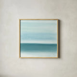 Coastal Abstraction I by Chris Paschke. Shown in a natural wood glass frame for a timeless modern aesthetic. Available as an archival giclee rolled canvas, fine art paper, or poster print. SKU 65464a.