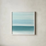 Coastal Abstraction I by Chris Paschke. Shown in a crisp white glass frame for a clean and minimalist style. Available as an archival giclee rolled canvas, fine art paper, or poster print. SKU 65464a.