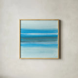Coastal Abstraction III by Chris Paschke. Shown in a natural wood glass frame for a timeless modern aesthetic. Available as an archival giclee rolled canvas, fine art paper, or poster print. SKU 65470a.