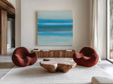 Coastal Abstraction III by Chris Paschke. Shown as extra-large giant wall art in a modern living room. Available as an archival giclee rolled canvas, fine art paper, or poster print. SKU 65470a.