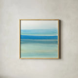 Coastal Abstraction IV by Chris Paschke. Shown in a natural wood glass frame for a timeless modern aesthetic. Available as an archival giclee rolled canvas, fine art paper, or poster print. SKU 65471a.