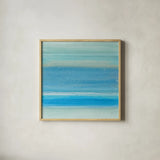 Coastal Abstraction V by Chris Paschke. Shown in a natural wood glass frame for a timeless modern aesthetic. Available as an archival giclee rolled canvas, fine art paper, or poster print. SKU 65472a.