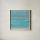 Coastal Abstraction VI by Chris Paschke. Shown in a natural wood glass frame for a timeless modern aesthetic. Available as an archival giclee rolled canvas, fine art paper, or poster print. SKU 65473a.