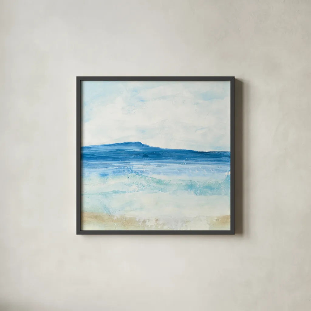 Coastal II by Chris Paschke. Shown in a sleek black glass frame for a contemporary gallery look. Available as an archival giclee rolled canvas, fine art paper, or poster print. SKU 65461a.