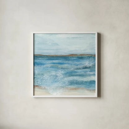 Coastal V by Chris Paschke. Shown in a crisp white glass frame for a clean and minimalist style. Available as an archival giclee rolled canvas, fine art paper, or poster print. SKU 65771a.
