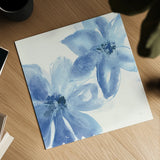Cobalt Clematis II by Chris Paschke. Shown as a detailed flat fine art print, highlighting archival giclee quality. Available as an archival giclee rolled canvas, fine art paper, or poster print. SKU 33997a.