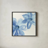 Cobalt Clematis II by Chris Paschke. Shown in a sleek black glass frame for a contemporary gallery look. Available as an archival giclee rolled canvas, fine art paper, or poster print. SKU 33997a.