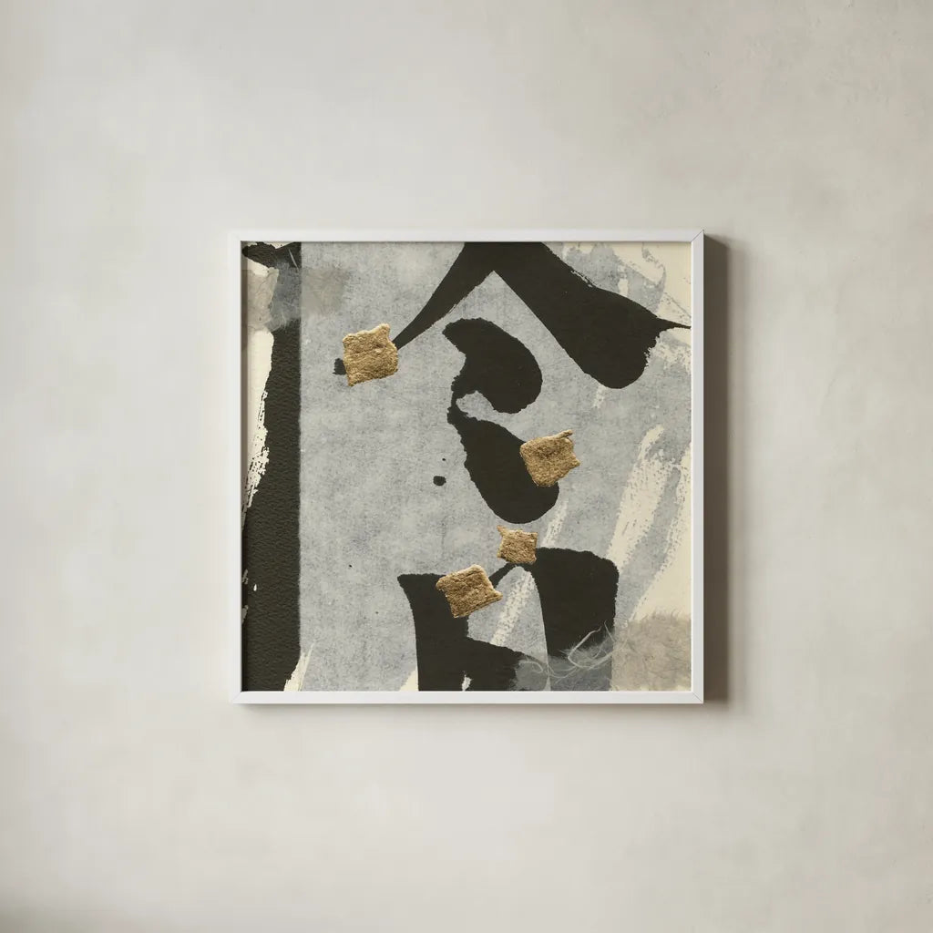 Collage I by Chris Paschke. Shown in a crisp white glass frame for a clean and minimalist style. Available as an archival giclee rolled canvas, fine art paper, or poster print. SKU 32512a.