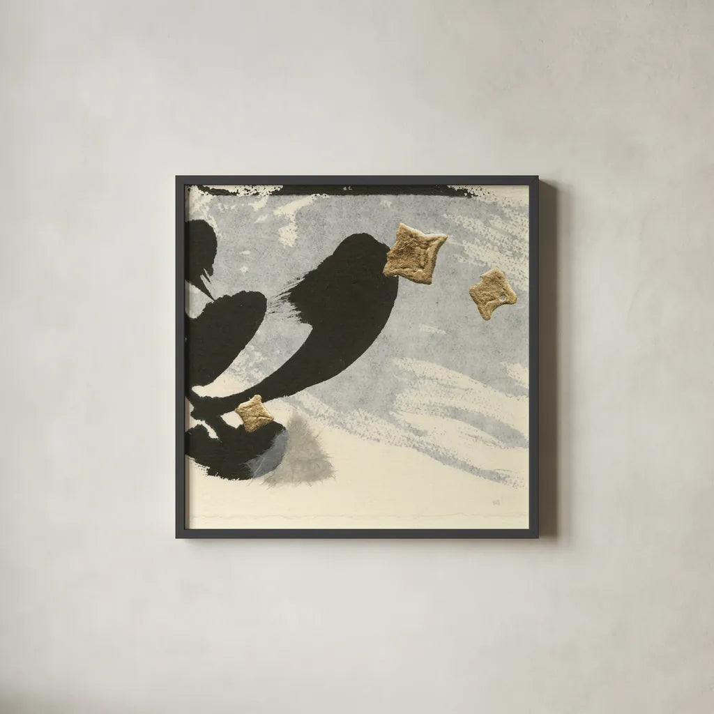 Collage II by Chris Paschke. Shown in a sleek black glass frame for a contemporary gallery look. Available as an archival giclee rolled canvas, fine art paper, or poster print. SKU 32513a.