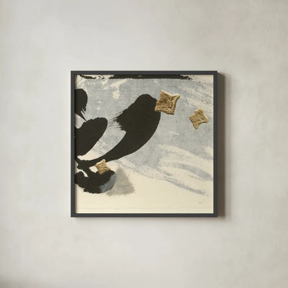 Collage II by Chris Paschke. Shown in a sleek black glass frame for a contemporary gallery look. Available as an archival giclee rolled canvas, fine art paper, or poster print. SKU 32513a.