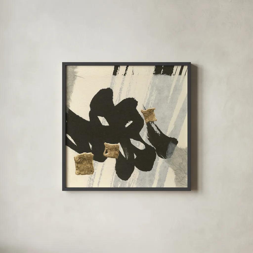 Collage III by Chris Paschke. Shown in a sleek black glass frame for a contemporary gallery look. Available as an archival giclee rolled canvas, fine art paper, or poster print. SKU 32514a.