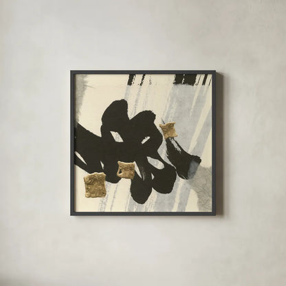 Collage III by Chris Paschke. Shown in a sleek black glass frame for a contemporary gallery look. Available as an archival giclee rolled canvas, fine art paper, or poster print. SKU 32514a.