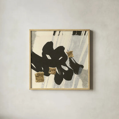 Collage III by Chris Paschke. Shown in a natural wood glass frame for a timeless modern aesthetic. Available as an archival giclee rolled canvas, fine art paper, or poster print. SKU 32514a.