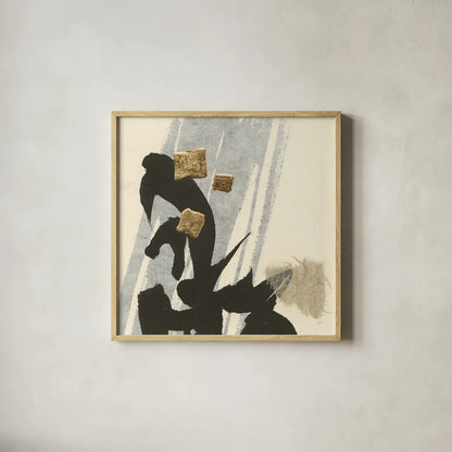 Collage IX by Chris Paschke. Shown in a natural wood glass frame for a timeless modern aesthetic. Available as an archival giclee rolled canvas, fine art paper, or poster print. SKU 32520a.