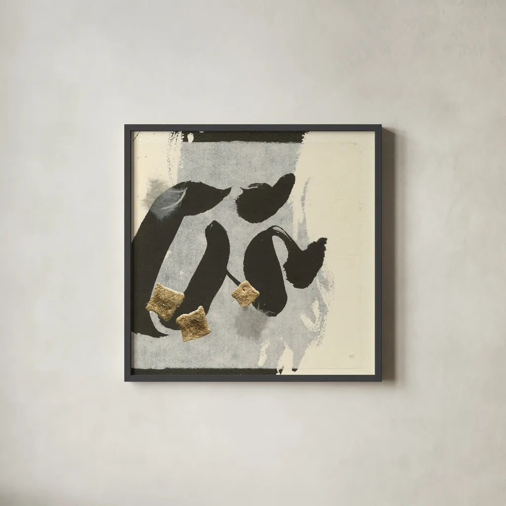 Collage VI by Chris Paschke. Shown in a sleek black glass frame for a contemporary gallery look. Available as an archival giclee rolled canvas, fine art paper, or poster print. SKU 32517a.